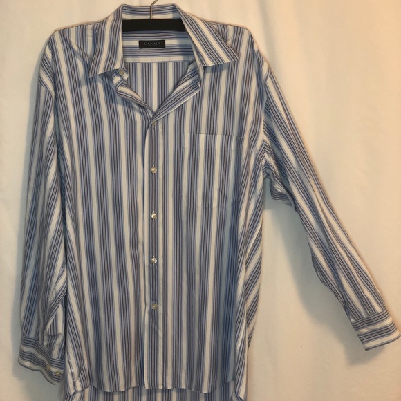 Canali Other - Canali Men’s Dress Shirt Blue and White Stripes